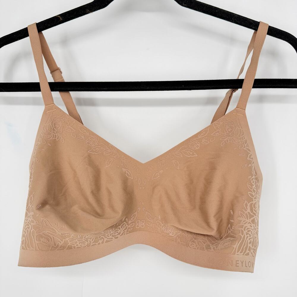 Honeylove Silhouette Roses Wire Free Bra Sand Medium 36B/C Floral BRBR00037